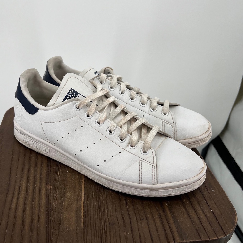 Adidas Stan Smith White Navy Leather Sneakers FU9611 Mens Size 9